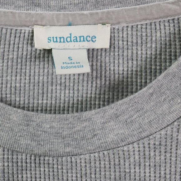 Sundance Thermal Top Women Small Gray Waffle Knit Velvet Cuff Button Long Sleeve - Picture 2 of 12